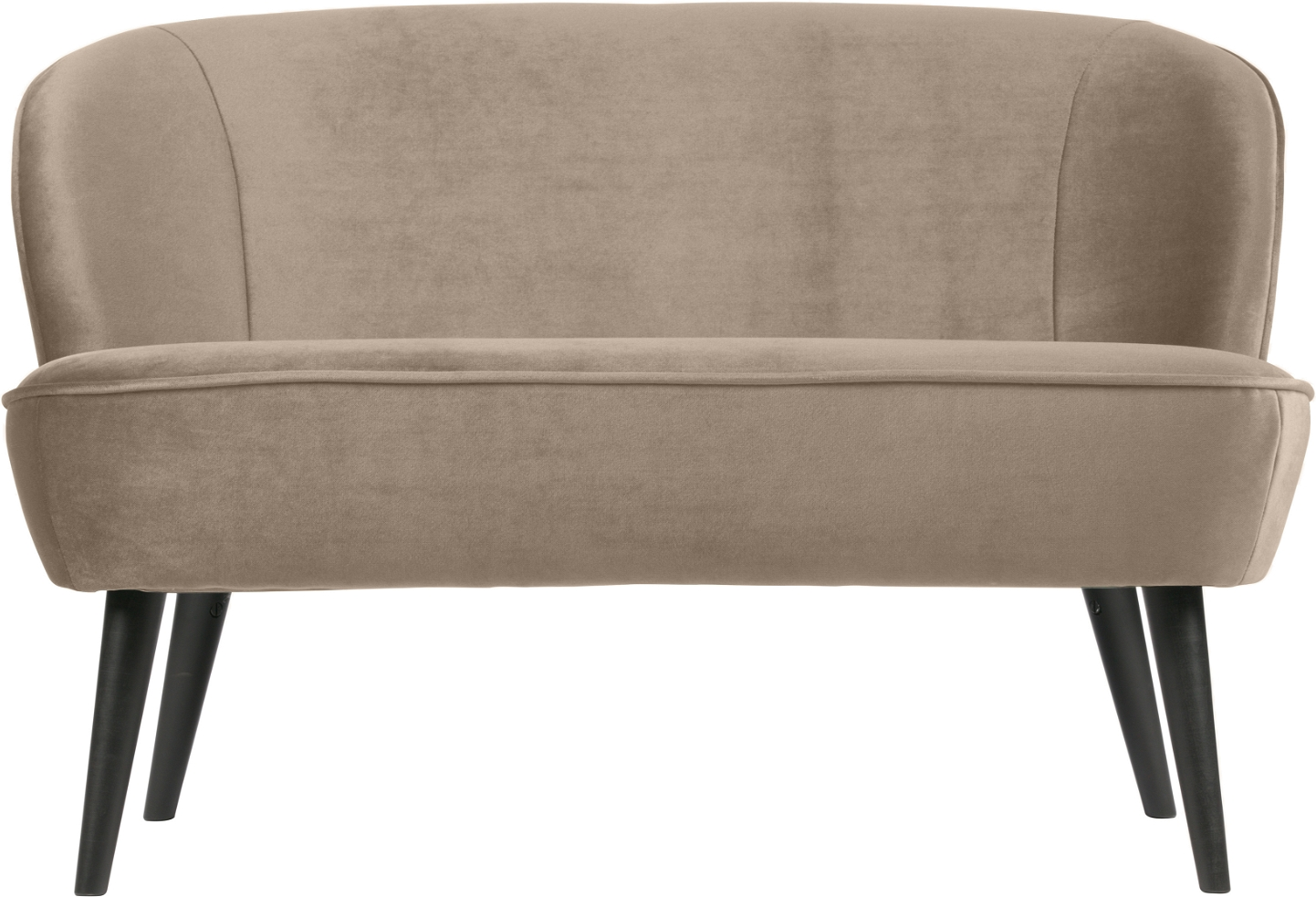 WOOOD Sara 2-personers sofa, beige fløjlsstof, høje sorte ben, FSC-træ, 110x72x73 cm
