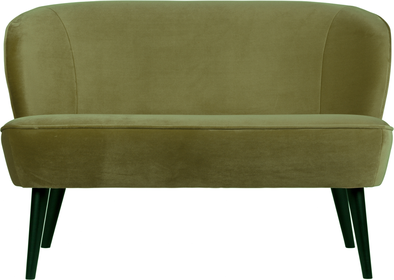 2-personers sofa WOOOD Sara i grøn fløjl, kompakt design H73x110x72 cm