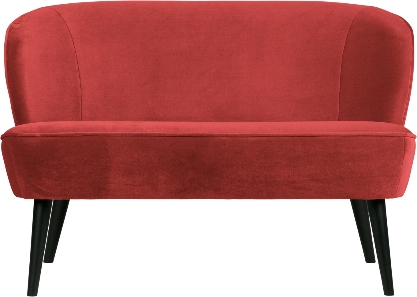 2-personers sofa WOOOD Sara i rød polyesterfløjl velour, FSC-certificeret træramme  -  100.000 Martindale