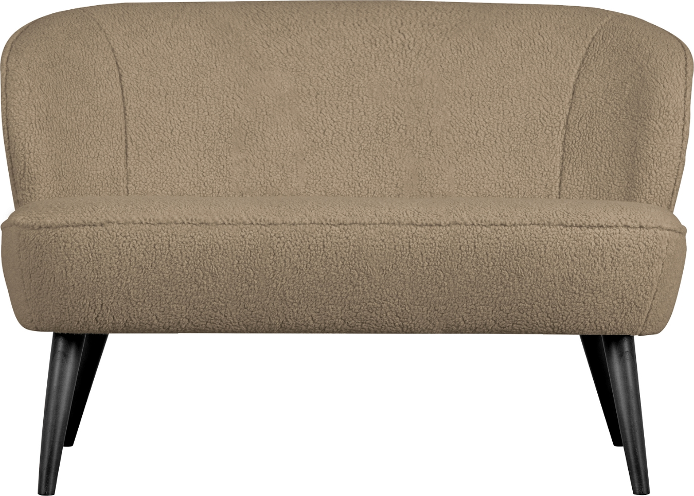 2-personers sofa WOOOD Sara  -  sand teddy-stof i polyester med FSC-birkeben, 110Ã72Ã73 cm