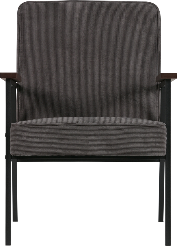 Lænestol WOOOD Sally antracitgrå ribbet polyester/nylon, sort metalramme  -  H87xB65xD82 cm