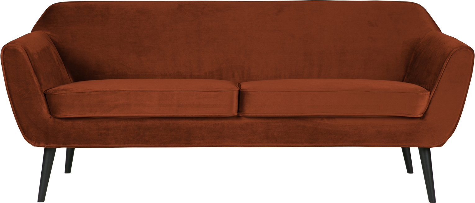 Loungesofa WOOOD Rocco fløjlssofa i orange FSC-certificeret ramme 187x82x75 cm