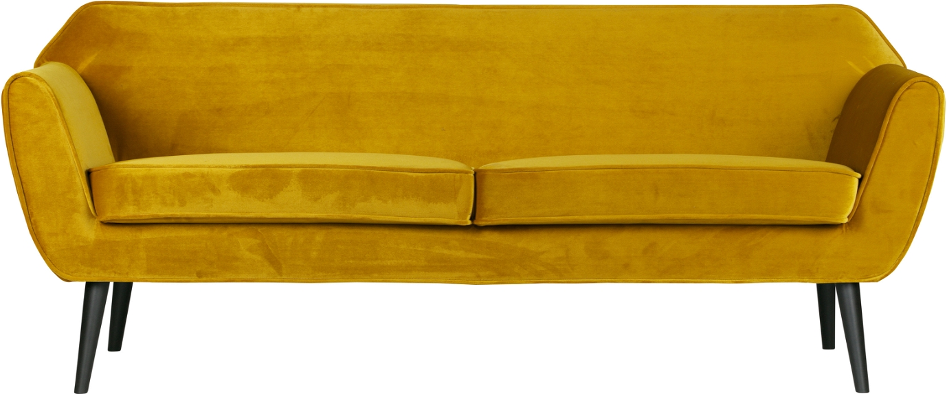 Loungesofa WOOOD Rocco i gul Jarra fløjl med sorte FSC-træben 187x82x75 cm