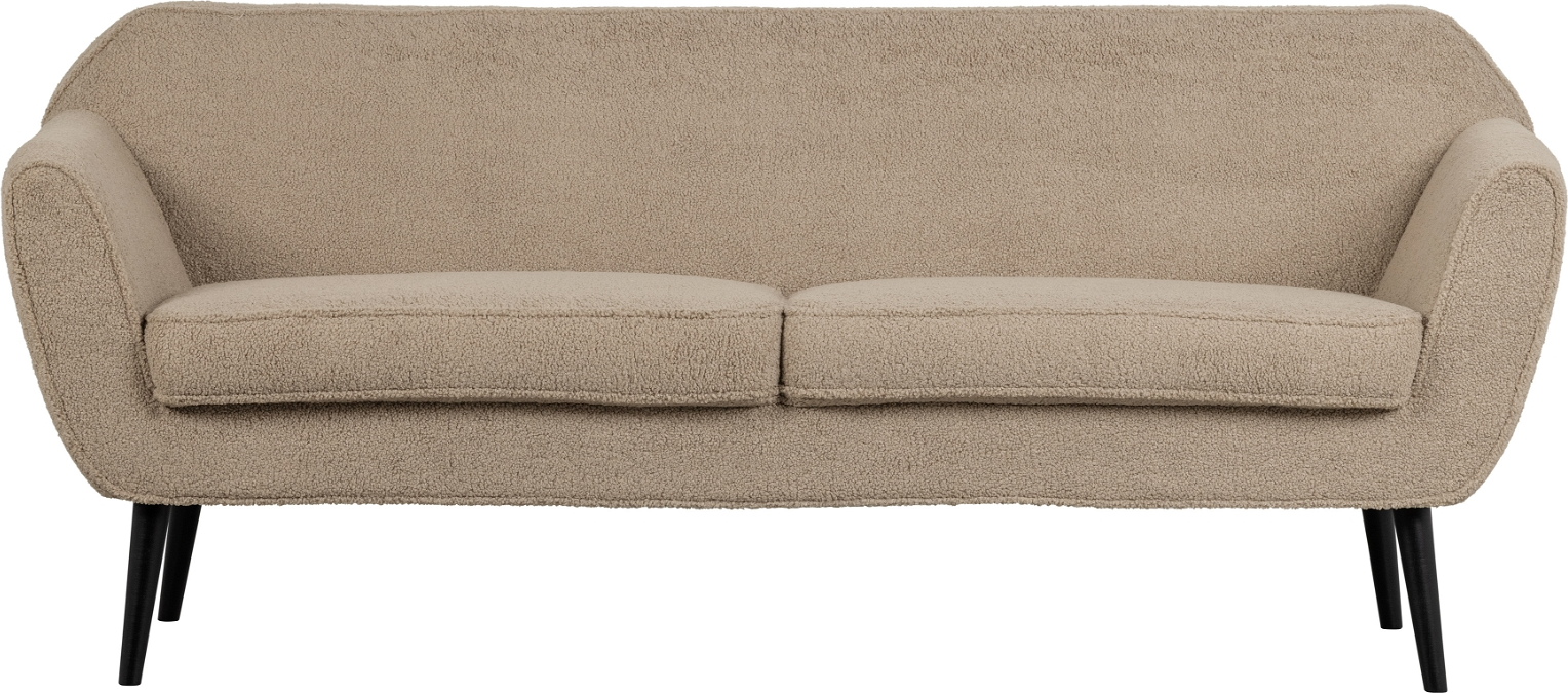 Loungesofa WOOOD Rocco  -  sandfarvet teddystof, FSC-træ, 187Ã82Ã75 cm