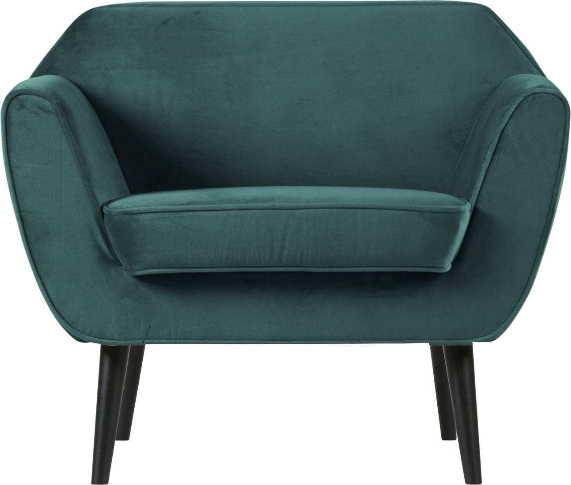 Loungestol WOOOD Rocco fløjl grøn H75ÃB92ÃD81 cm  -  moderne design i FSC-certificeret træ