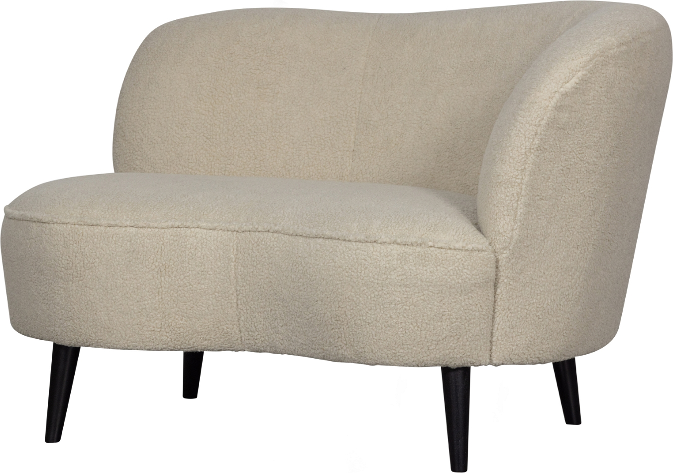 Loungesofa WOOOD Sara Right, hvid polyester, højrevendt, H71ÃB81ÃL112 cm