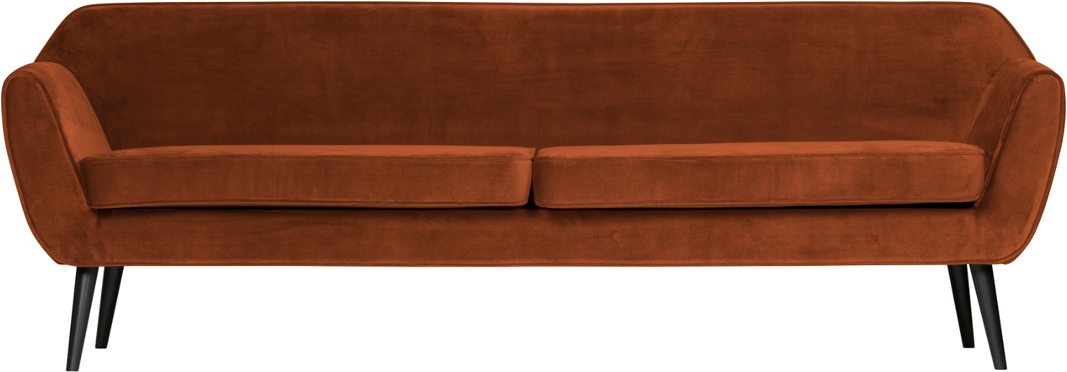 Loungesofa WOOOD Rocco 4-personers orange Jarra fløjl 230x82x75 cm med FSC-træramme