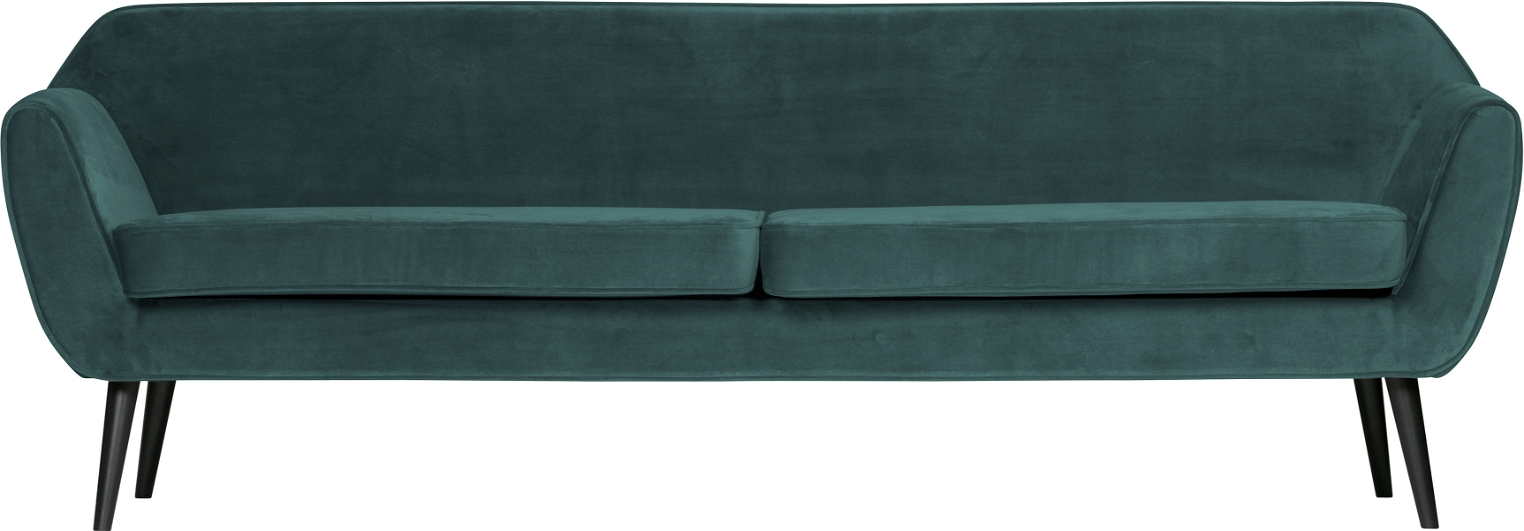 Loungesofa WOOOD Rocco 4-personers fløjlssofa, grøn Jarra, FSC-træramme, 230Ã82Ã75 cm