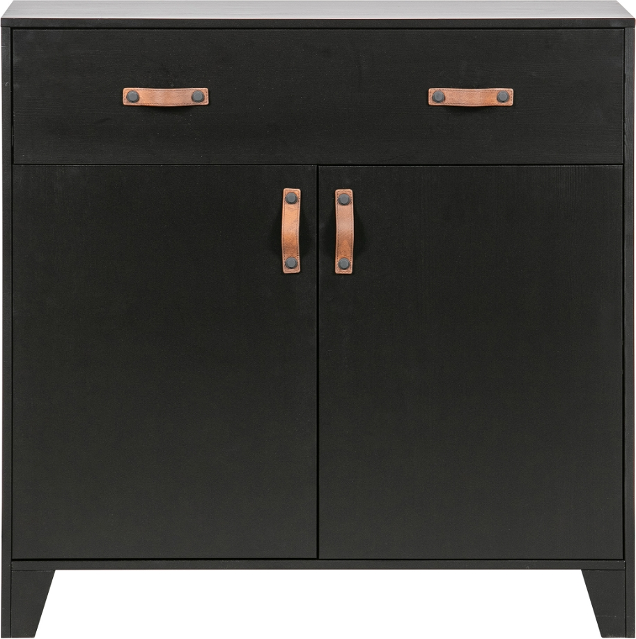 Skænk WOOOD Dian  -  sort massiv fyrretræ FSC, H93ÃB94ÃD53 cm