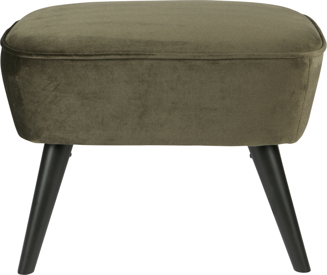 WOOOD Sara multifunktionel fodskammel i grøn fløjl med sorte træben  -  skammel & siddepuf, H41 x B36 x L56 cm