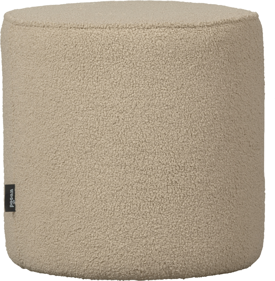 Puf, fotpuf WOOOD Sara Ø46 x H46 cm  -  Sandfarvet Teddy Bobare-polstring, FSC/MDF