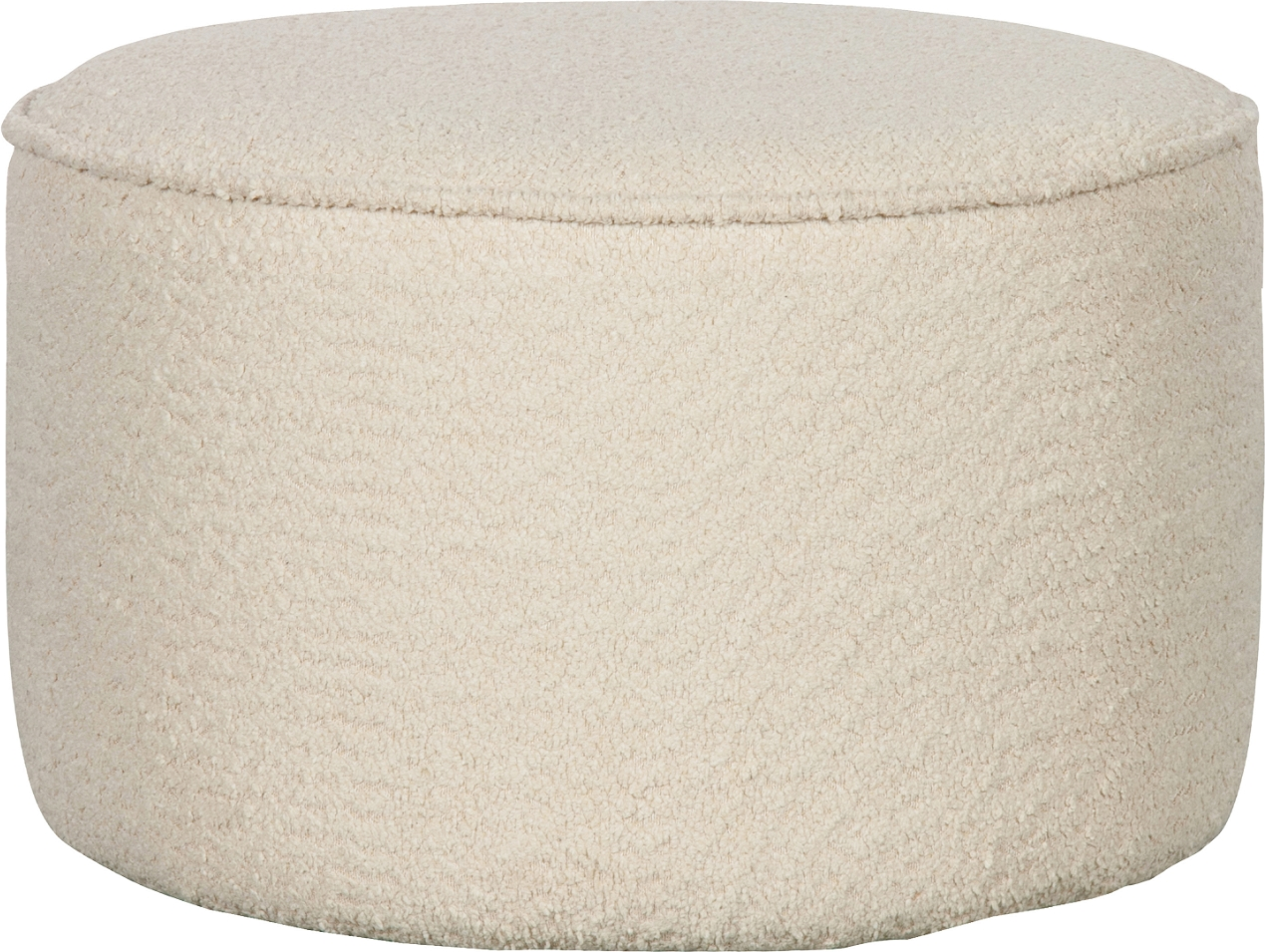 Puf WOOOD Sara bouclé polyester hvid Ø60ÃH36 cm siddepuf
