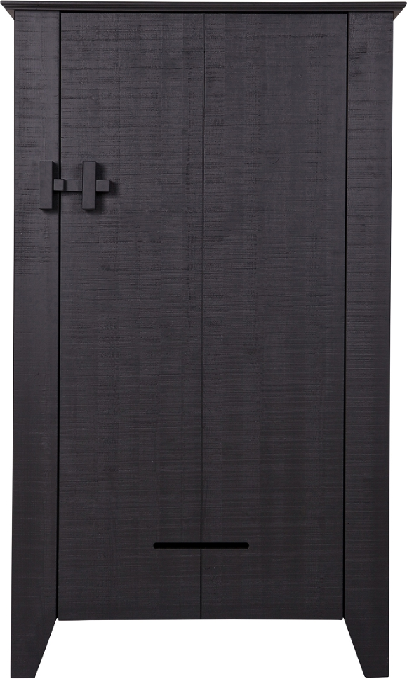 Opbevaringsskab WOOOD Gijs 142x85x38 cm sort  -  rustikt FSC-fyrretræ med landlig charme