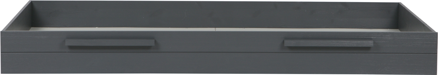 Sengeskuffe WOOOD Dennis mørkegrå  -  rumsparende opbevaringsskuffe og ekstraseng i massivt fyrretræ, H21x91x198 cm