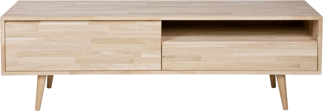 TV-bord/TV-møbel WOOOD Tygo ubehandlet eg 150x47x44 cm med skuffe & hylde