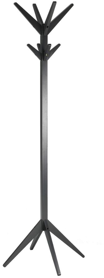 Stumtjener/knagerække WOOOD Studio birketræ H178 x B45 x D45 cm, 8 knager  -  sort/hvid