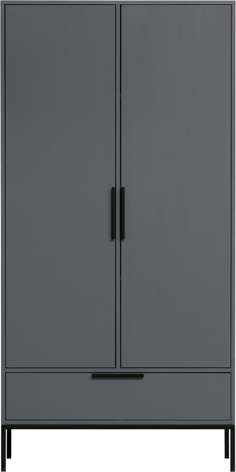 Highboard WOOOD Adam  -  gråt opbevaringsskab i FSC-certificeret fyrretræ med stålbase H200ÃB53ÃL100 cm