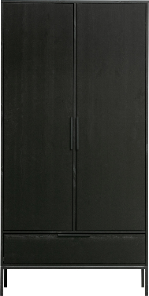 Highboard WOOOD Adam  -  sort massivt fyrretræ opbevaringsskab 200 Ã 100 Ã 53 cm