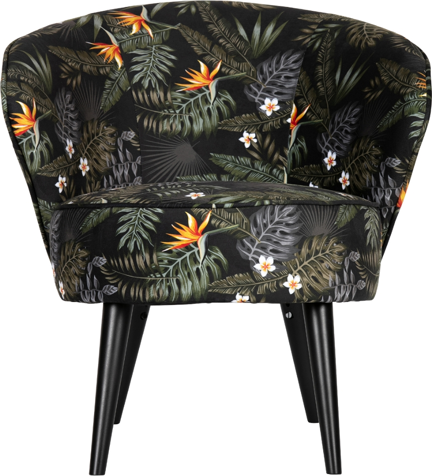 Loungestol WOOOD Bo  -  Multifarvet polyester med tropisk løvprint H71ÃB69ÃD76 cm