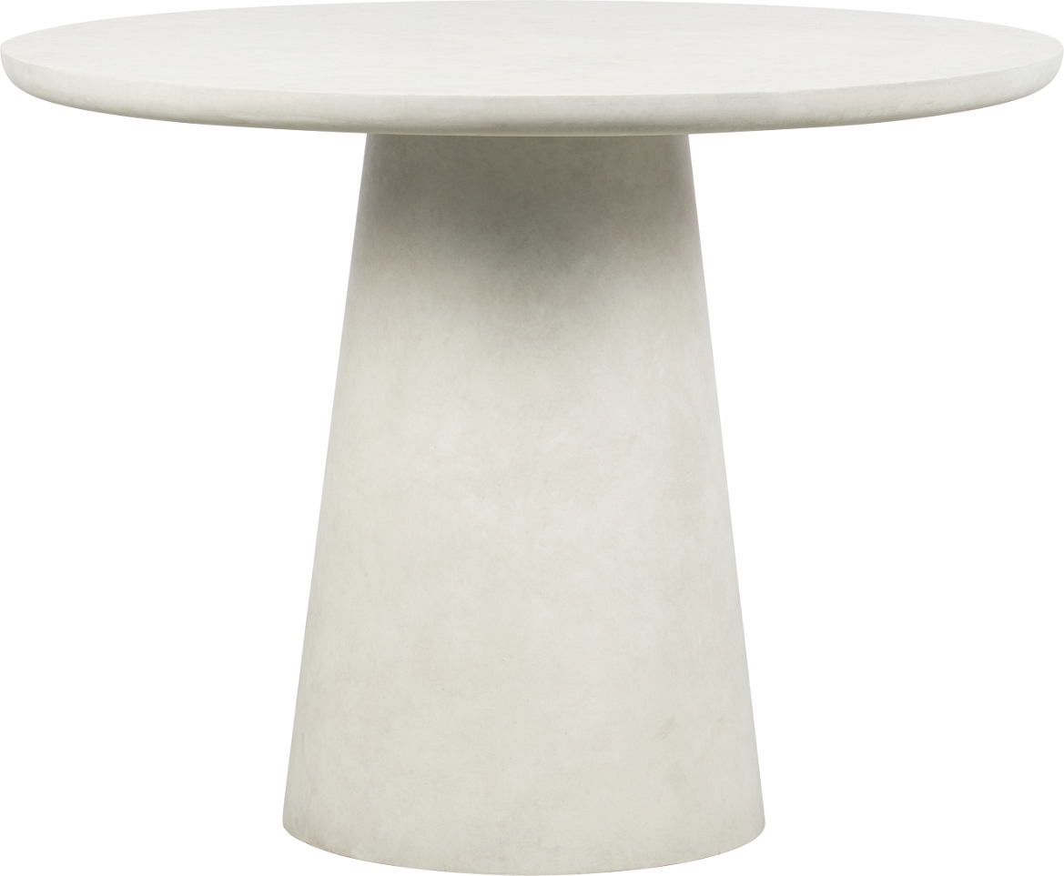 Rundt spisebord WOOOD Damon i fiberler med beton-look Ø100 x H76 cm indendørs/udendørs, hvid
