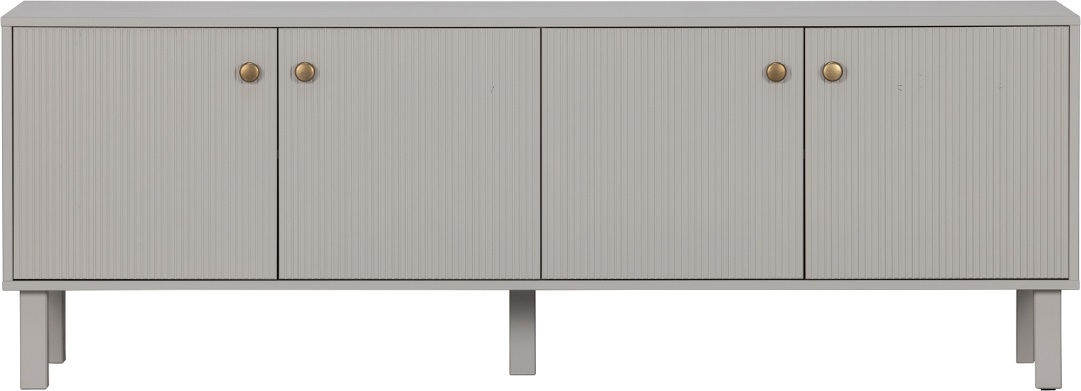 Skænk WOOOD Madu sky-grå i fyrretræ og metal med 4 døre og 4 hylder, 160x46x56 cm