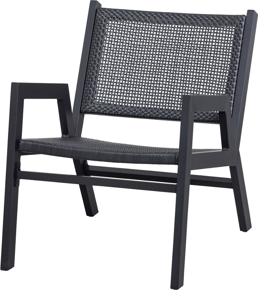 Loungestol WOOOD Pem sort aluminium til udendørs brug H75xB62xD78 cm