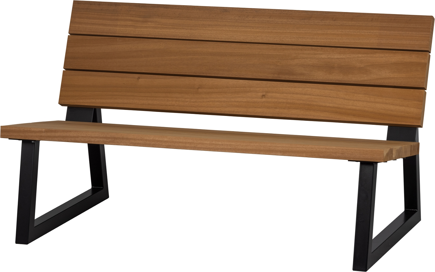 Udendørs sofabænk WOOOD Banco FSC-certificeret Thermo Ayous træ, sort metalstel