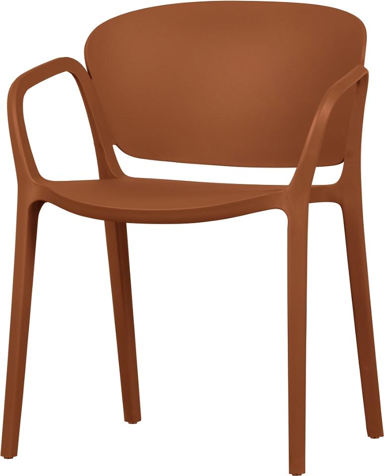 Spisebordsstol med armlæn WOOOD Bent spisestol, terrakotta plastik stabelbar