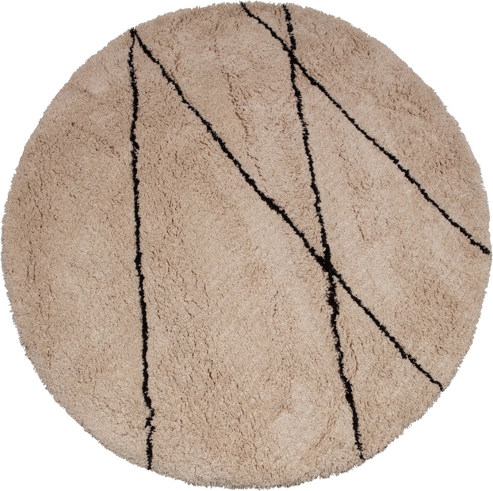 Rundt gulvtæppe WOOOD Cleo Ø200 cm Off-white  -  100 % polyester