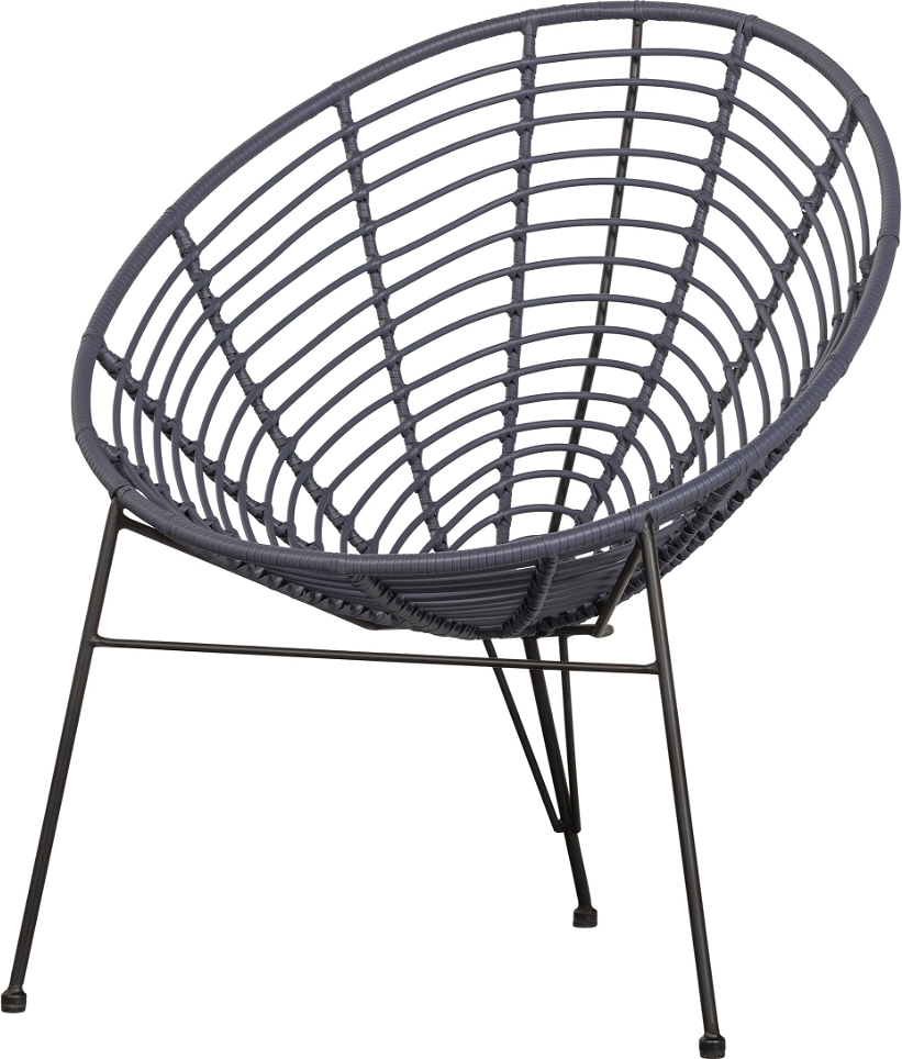 Loungestol WOOOD Jane, blå plast og sort metal, H88ÃB72ÃD81 cm