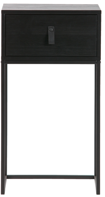 Sengebord WOOOD Zola natbord, sort metal og fyrretræ, H74xB35xD40 cm