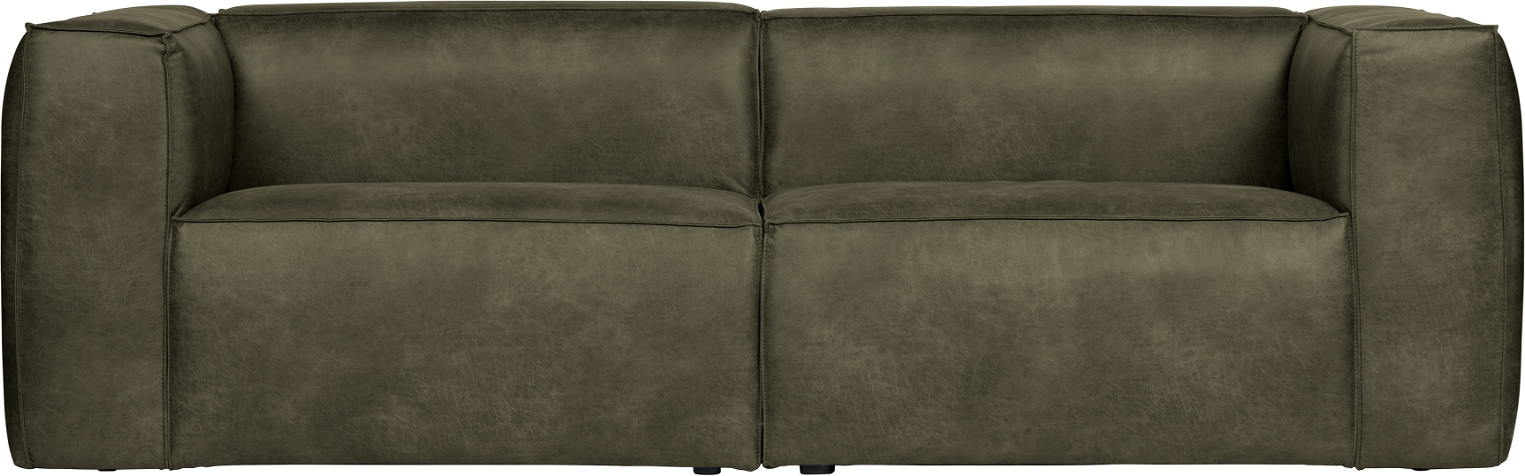 3,5-personers sofa WOOOD Bean grøn læderlook FSC-stel H73xB246xD96 cm