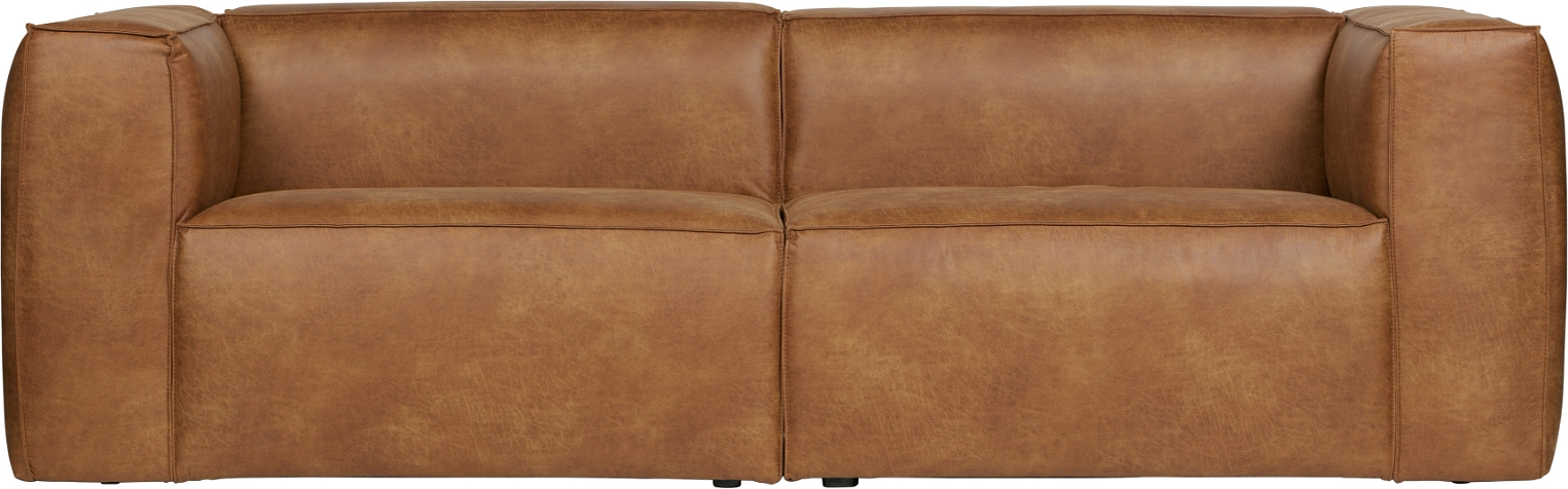 3-personers sofa WOOOD Bean i lysebrunt læderlook  -  B246 x D96 x H73 cm