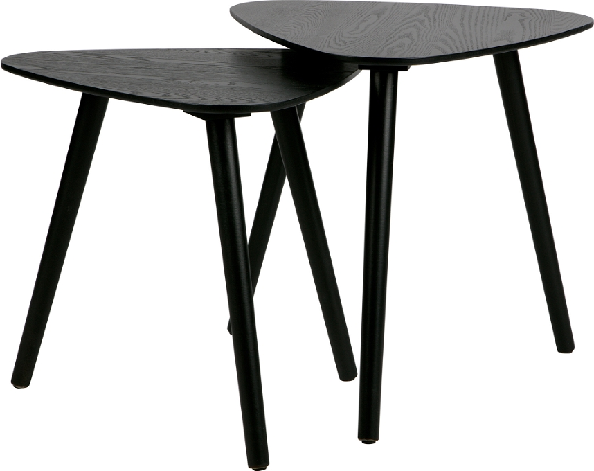 Sideborde sæt WOOOD Nila 2 stk 40/45 cm sort træ  -  småborde til stuen