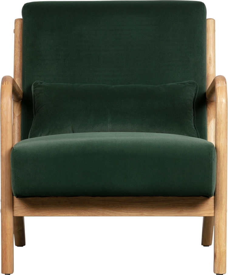 Loungestol WOOOD Mark grøn  -  retro-chik lænestol i mat fløjl polyester