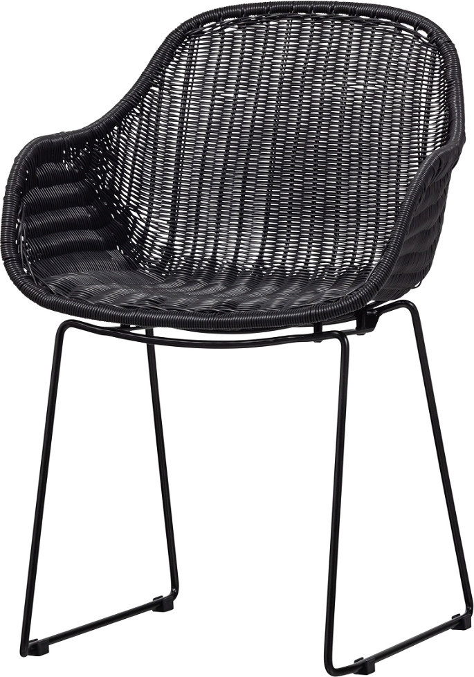 Lænestol WOOOD Willow  -  sort kunstig rattan & metal, H83xB56xL57 cm