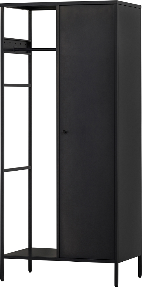 Tøjskab/garderobeskab WOOOD Coen gråt metal H180xB80xD50 cm