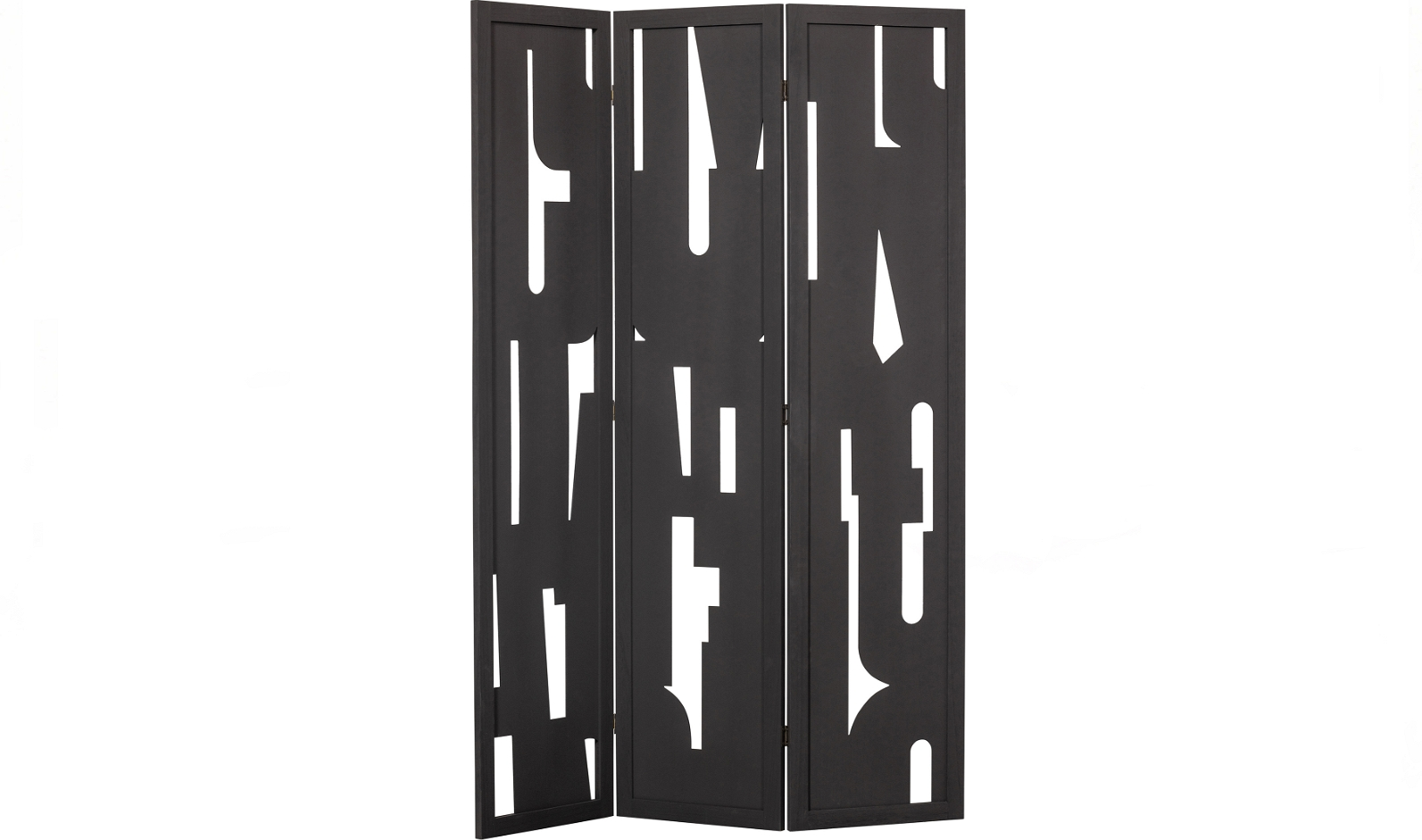 Rumdelingsskærm WOOOD Merel  -  3-panel kammerskærm i mat sort MDF 170Ã120 cm
