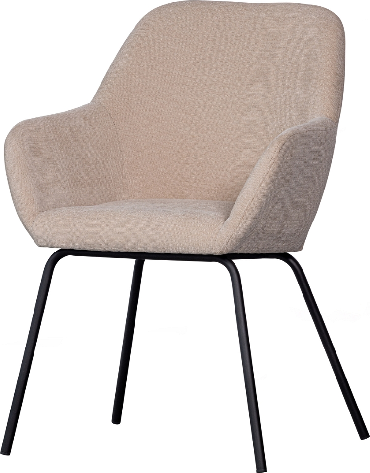 WOOOD Vos spisebordsstol med armlæn  -  sandfarvet chenille polyester, bæredygtig