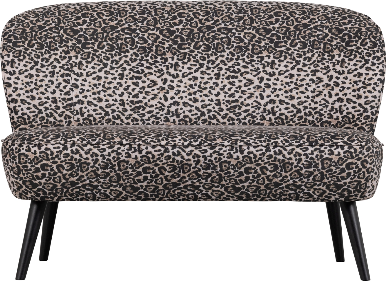 2-personers sofa WOOOD Megan i sort/beige trykt fløjl, FSC-ramme, 110x72x73 cm