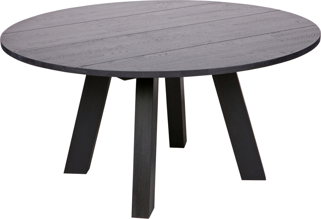 Spisebord rund WOOOD Rhonda Ø150 H75 cm Sort egetræ FSC 100% til 6-8 personer