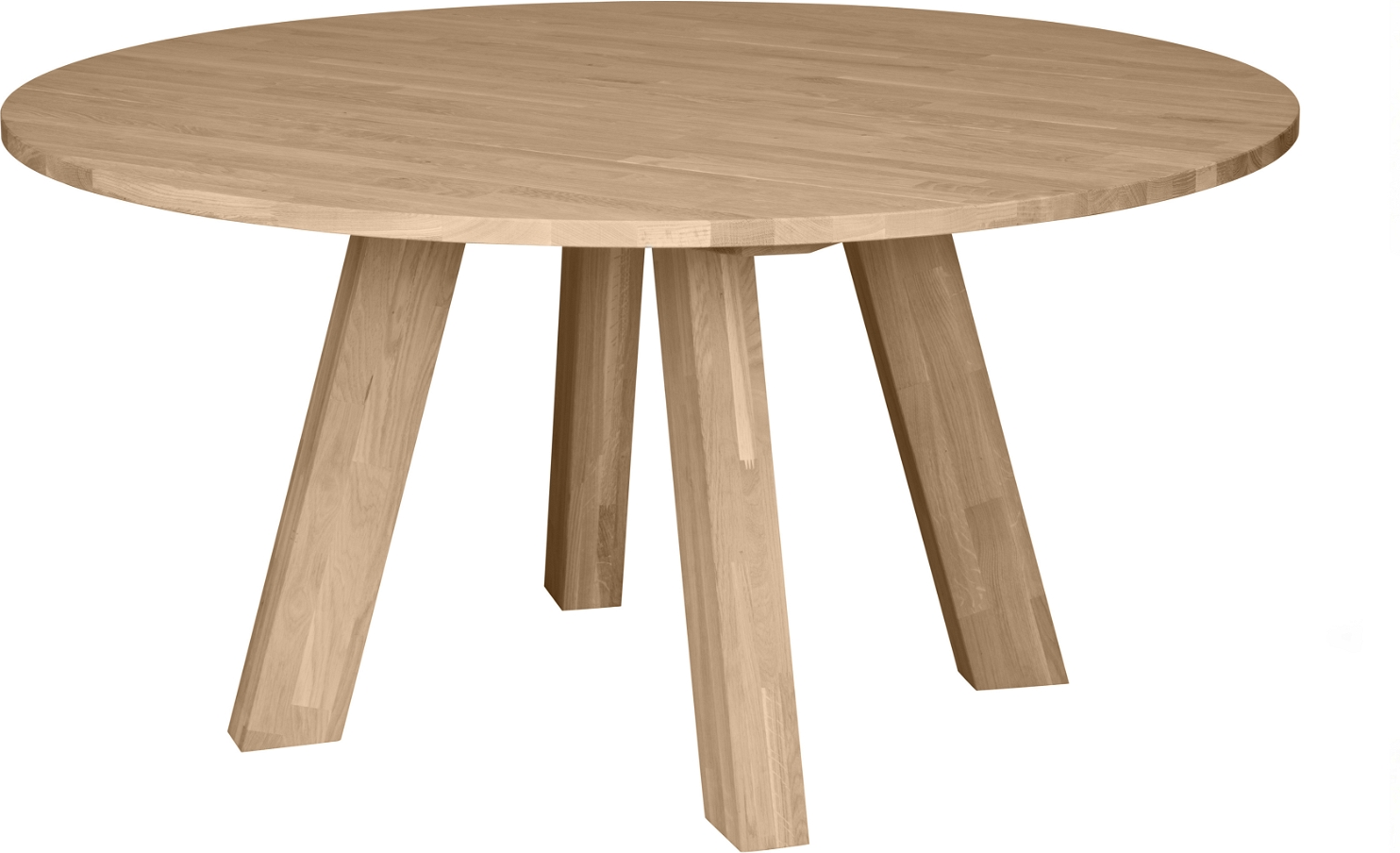 Rundt spisebord WOOOD Rhonda i egetræ Ø150 x H75 cm  -  plads til 6-8 pers, naturlig finish, FSC-certificeret