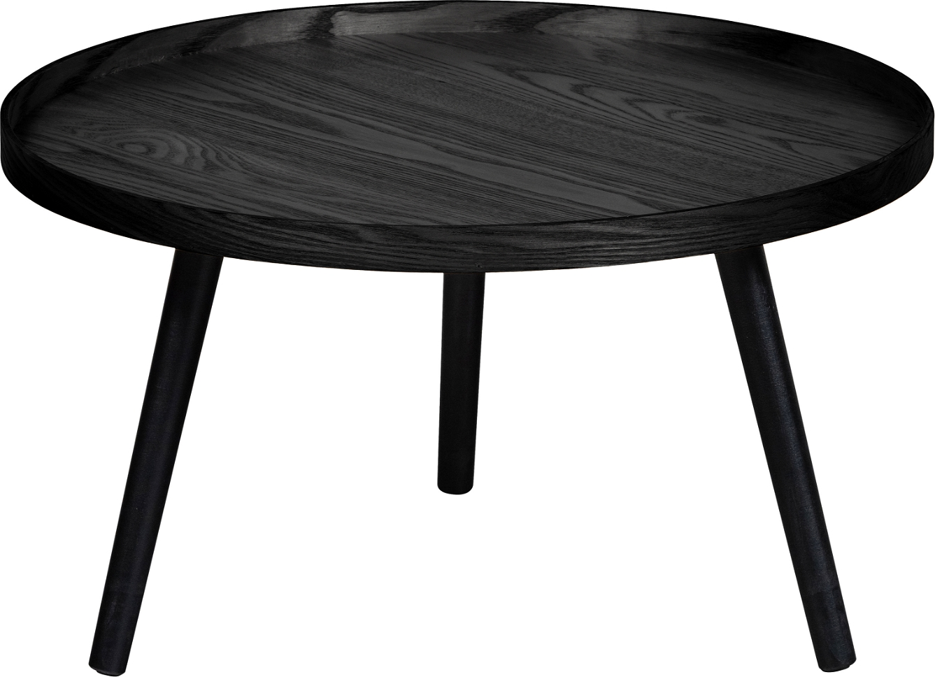 Sidebord WOOOD Mesa Sort Ø60 x H34 cm - MDF bordplade med fyrretræben