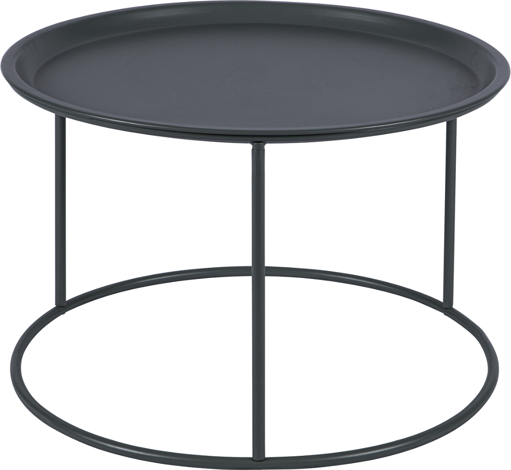 Sidebord WOOOD Ivar i metal  -  rundt småbord med hylde, Ø56 x H38 cm, grå