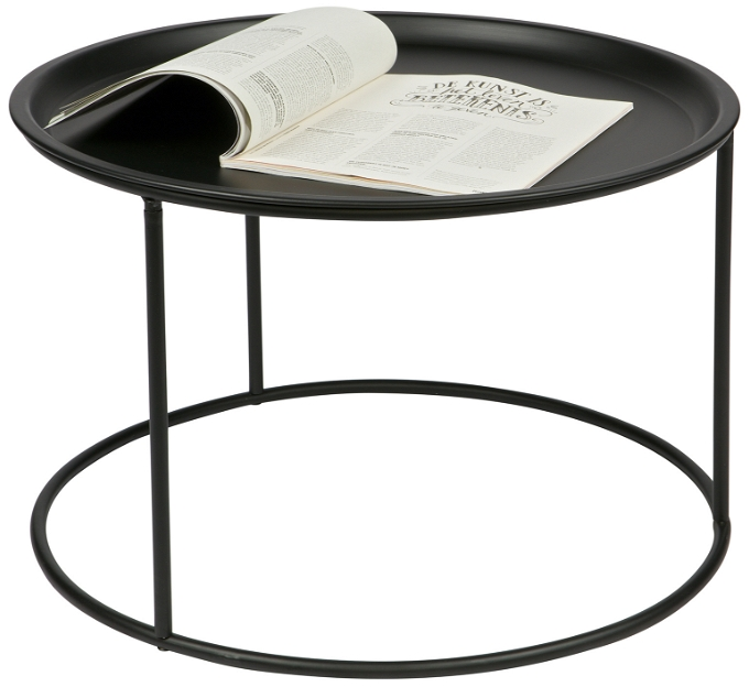 Sidebord/Småbord WOOOD Ivar - sort metal, Ø56 x H37,5 cm