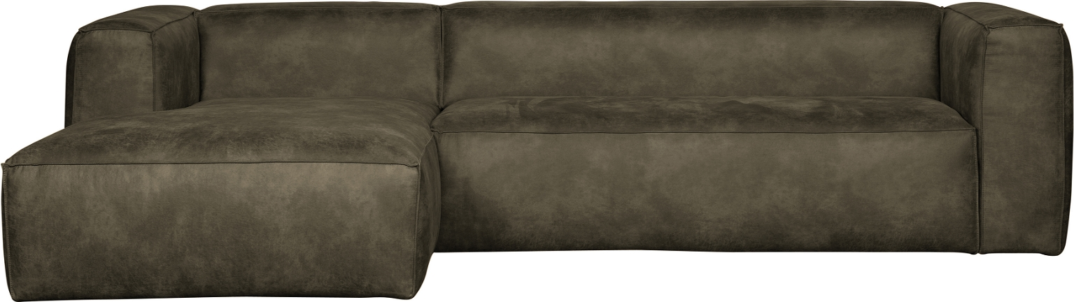 Hjørnesofa venstrevendt WOOOD Bean grøn læderlook 305Ã175 cm