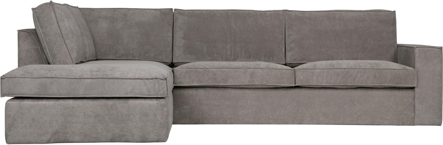 Hjørnesofa venstrevendt WOOOD Thomas ribstofssofa grå B283ÃD197 cm