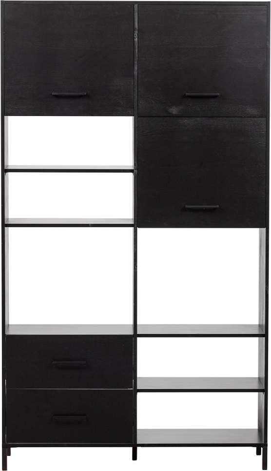 Highboard WOOOD Aiko  -  sort FSC-certificeret fyrretræ, H194xB110 cm
