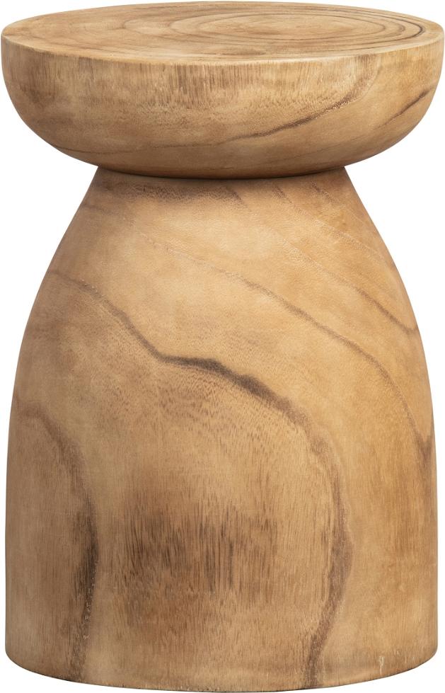 Skammel/taburet WOOOD Bink i massivt kejsertræ Ø28ÃH40 cm  -  naturlig finish og organisk design