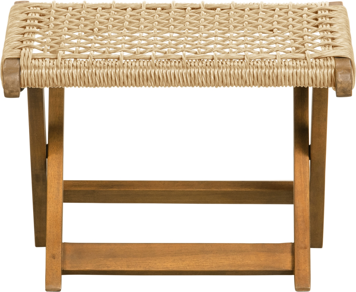 Fodskammel WOOOD Lois i eukalyptustræ natur  -  vejrbestandig indendørs/udendørs, H34ÃB44ÃL45 cm